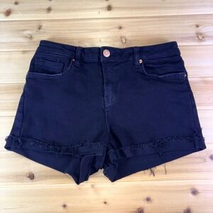 YMI Jean Shorts Womens 9 Black Cut Off Cuffed Mid Rise Denim Jean Shorts